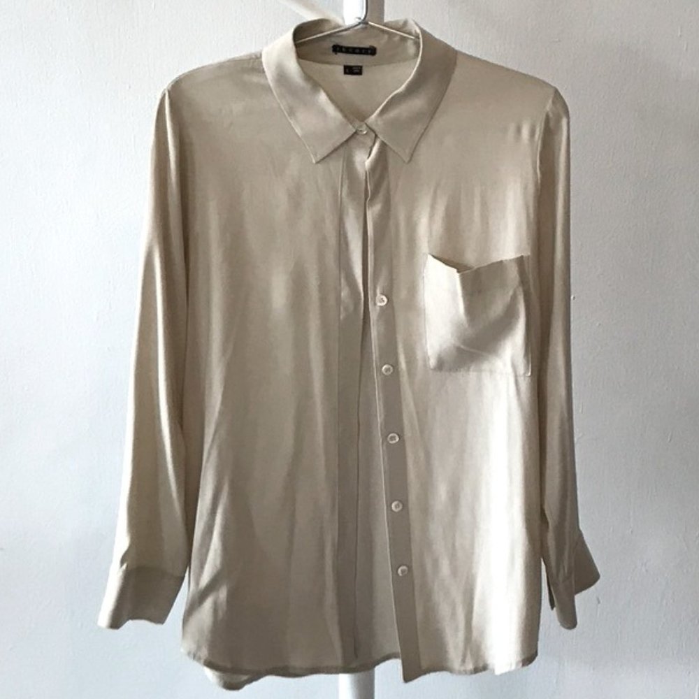 Theory Silk Blouse Champagne/Nude
